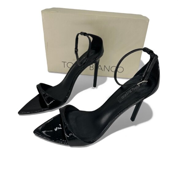 Tony Bianco Martini Black Patent Leather Ankle-Strap Stiletto Sandal US 9.5 EU40 - Picture 3 of 10